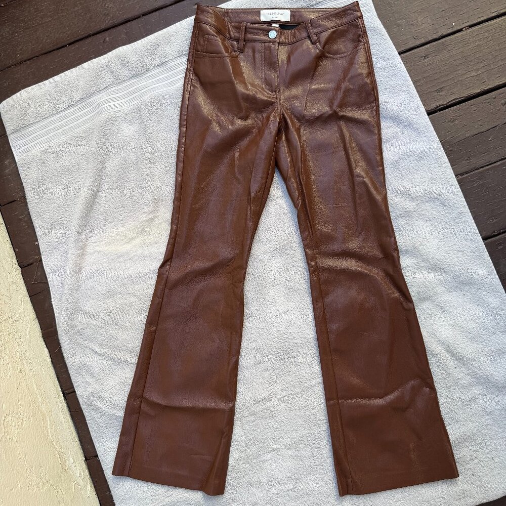 Wilfred Aritzia Melina Cropped High Waisted Vegan Leather Mocha